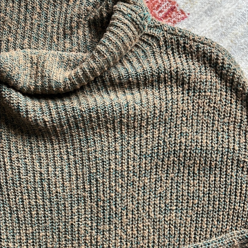 Cozy Tildon Teal and Tan Knit Sweater Dress